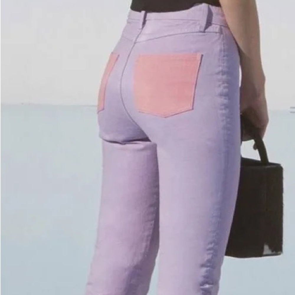 Staus Lilac Jeans with Contrast Pink Pockets
